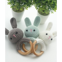 DIY 키트 토끼띠 딸랑이 만들기 - 코바늘 인형, 화이트, 1개