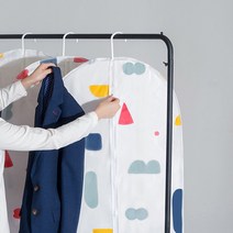 부직포 지퍼식 옷커버 롱패딩 정장 의류 커버, 구름 대(60x130cm)