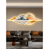 풍수지리 벽 무드등 무선 간접조명 침대 분위기 집들이선물 럭셔리 차이나 인테리어조명 모던, 리모컨+보조배터리, B