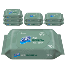 스카트 에코 종이 물티슈 70매 100% 천연펄프, 8팩