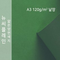 뉴씨플레인 종이문화 얇은 양면색지 120g A3 낱장 1매 No.61 연두, 1장