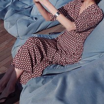 로미홀리 분홍네모 랩원피스 - 1106