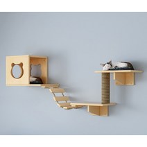 고양이 구름다리 벽걸이 단단한 나무 게임 등반 타워 콘도 긁힘 플랫폼 매트 새끼 애완 동물 제품, 1.A