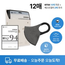 [오늘주문 오늘도착] 시노펙스 KF94 여름용 숨쉬기편한 10매+2매 추가증정, KF94다크그레이키즈용(XS) 10매