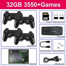PS1FCgba용 비디오 게임 콘솔 10000 개 이상 내장 64G TV 스틱 휴대용 4 무선 컨트롤러, 한개옵션1, 02 32G 4P with Box