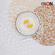 잇츠온 IT-RTRD 북유럽풍 라탄형 식탁 할로우 테이블매트, 브라운