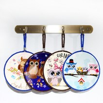 냄비받침 컵받침 고리달린 도자기 냄비받침 부엉이인테리어, 랜덤색, 부엉이냄비받침대 1P