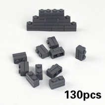 롱브릭타일 접착식파벽돌 파벽돌 DIY 빌딩 블록 벽 피규어 벽돌 두꺼운 1x2 1x3 1x4 L 도트 MOC 도시 건설, 06 dark gray 1X2 130pcs