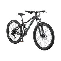 Mongoose 몽구스 임파스 풀 서스펜션 산악 자전거 남성 및 여성 알루미늄 프레임 트위스트 시프터 21단 뒷변속기 전방 후방 디스크 브레이크, 27.5-Inch Wheels_Matte Black