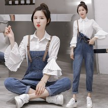 멜빵청바지 스윗 인싸템 여성 봄 여름 슬림핏 9부 키커 보이는 왜소 바디슈트 4811565678