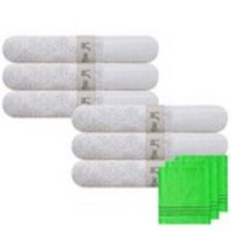 송월타월 뉴명품 세면타월 6p + 때타올 연두 3p, 연회색, 1세트