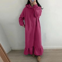 여성여름 드레스 바지 바캉스룩 비치웨어 원피스 코디 Autum Hoodies Women39s Long Dress Oversize Ruffle Hem Thickening Dresse
