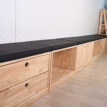 원목 공간 수납의자 소나무와 고무나무로 제작 국내생산제품, 18.고무나무도어+쿠션80cm(블랙)