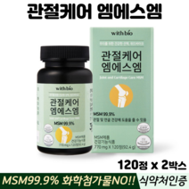 관절케어 엠에스엠 관절 연골 msm 식이유황 피쉬콜라겐 식약처인증 관절영양제, 2박스, 관절msm 120정