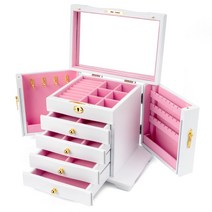 가방 정리대 수납함골동품 단단한 나무 서랍 유형 저장 상자 다기능 대용량 캐비닛, 한개옵션1, 04 - White pink Lining