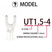 터미널 압착기 단자 케이블 전선 유압 슬리브 와이어 커넥터 압착 UT OT 비 절연 링 포크 U 형 주석 도금 황동 구색 키트 100 개, 4-6 100PCS