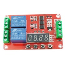2 웨이 전자기 릴레이 모듈 지연 / 자체 잠금 /주기 / 타이밍 PLC 제어 시간 릴레이 모듈, 5V., 빨간