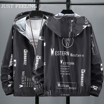 JUST FEEL!NG 남자 여름 얇은 프린팅 통기성 좋은 자외선차단 자켓 빅사이즈 후드집업 야상 코트