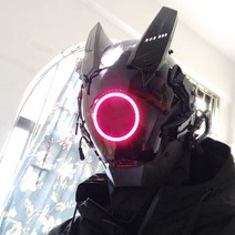 punk mask light emitting led robocop 헬멧 맞춤 선물 kick board scooter helm 초퍼 레이싱 악마 뿔 먼지 자전거 쿨, 빨간불