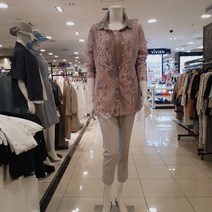 반팔티메쉬프린트블라우스앙상블024101