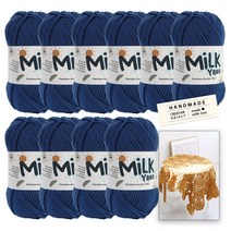 [니뜨] 밀크얀실x10볼+코튼라벨1개(랜덤)+밀크얀모티브블랭킷도안, 28_데님