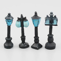 미니어처 가로등 모형 가로수 램프 4.8~5.3cm 4종 택1 디오라마 테라리움 재료 미니어쳐, A타입(사각2램프)