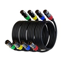 AuxLink XLR 케이블 XLR 마이크 케이블 0.5m(1.5피트) 4팩 금 도금 3핀 XLR 스피커 케이블 수-암 밸런스 마이크 케이블 쇼트(4.6m(1.5피트)), 25ft_4 Pack