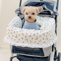 컴패딩강아지고양이유모차 개모차, 파란 깨진 꽃 (3 개 세트)