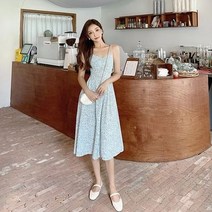[하나비] 아세세이즈 여성 여름 브이넥 3컬러 플라워 끈 나시 원피스