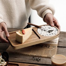 나무 테라조 트레이 레트로 디저트 플레이트