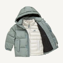 (국내매장판) 뉴발란스 어린이 키즈 2 IN 1 배색 숏 구스다운 민트 패딩