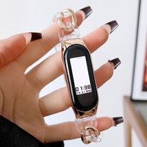 수나르 샤오미 미밴드 5 6 호환 포인트 컬러 체인 투명 밴드 시계줄 스트랩, 선택완료, 샤오미 미밴드6/saw1027 로즈골드