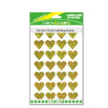 [D1-8809169608919] [유니온플러스 unionplus] 하트스티커홀로그램(313/금색) UL-313GD 19*18mm 1개