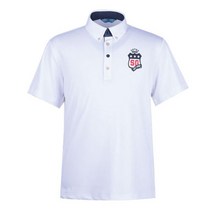 남성 반팔 골프 카라 티, 그레이쉬 블루