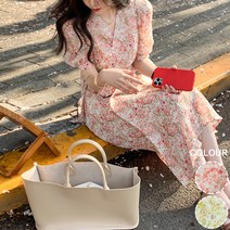 스타일아유 여성 위스 로맨틱 플라워 쉬폰 랩 원피스[AYN6OP554A]