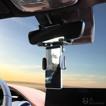 [JS AUTOMOTIVE] 더뉴코나/코나/코나EV 시야가림없는 자동차 룸미러 핸드폰 거치대 차량용 각도조절 집게 홀더 액세서리 용품, 블랙