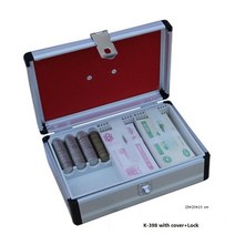 지폐계수기 플라스틱 알루미늄 돈 카운터 케이스 현금 상자 조합 잠금 및 트레이-이동식 칸 트레이, [03] K-398