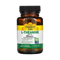 Country Life L-테아닌 L-Theanine 200mg 베지 캡슐 60정 피리독신 하이드로클로라이드