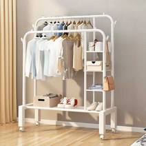 대형 파이프 행거 옷걸이 폴행거 2단 수납 철제 조립, 150cm 블랙 2폴 1단