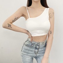 VANANA2 여성 슬림핏 크롭 언발란스 나시 민소매