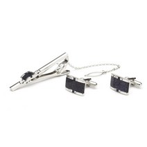 네이비 커프스버튼&넥타이핀 셋트 KDN-1D509
