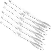 스테인리스 게살 포크 가재 꽃게 대게 디자인 스푼 숟가락 양방향, 304 철게 6개