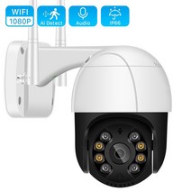 가정용 실외 실내 CCTV 1080p ptz wifi ip 카메라 야외 4x 디지털 줌 ai 인간 감지 무선 카메라 h.265 p2p 오디오 2mp 3mp 보안 cctv 카메라, 1080p 32g 카드 추가, 나는 플러그