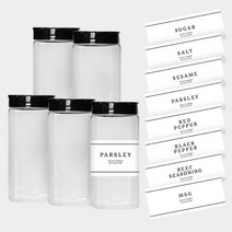 조미료캡 블랙 사각 조미료통 500ml X 5개+라벨지8종세트, 01_500ml 사각통(조미료캡)-(5개+라벨지8종)