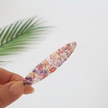 프랑스핀 호피 마블 큐빅 둥근 타원 옆머리 수동 똑핀