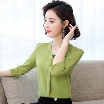 여자 긴팔 여성 여름 미들 소매 쉬폰 와이셔츠 디자인감각 보이핏 볼륨 상의 오피스룩 x3개 2066183796