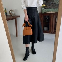 레더 롱 스커트 스판 플레어 A라인 롱치마 가을 치마