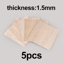 경량 나무 판자 공예 보드 모델 장난감 건축 조각 수공예 발사 우드 칩 액세서리 1-3mm 두께 팩당 5 개, 2.100x100x1.5mm