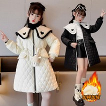 우쭈베베 주니어롱패딩 유아 여아 아기 아동 키즈 네모 프릴 코트