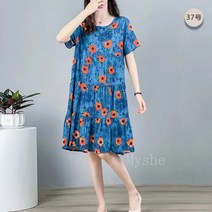 [Myshe]여성 면 마 원피스 롱 여름 빅사이즈 E6 S100720